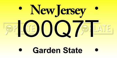 IO0Q7T New Jersey License Plate