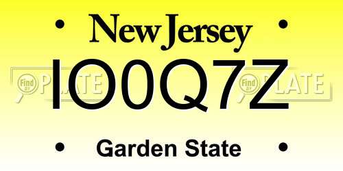 IO0Q7Z New Jersey License Plate