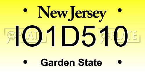 IO1D510 New Jersey License Plate
