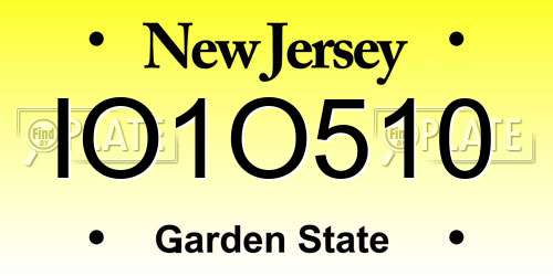 IO1O510 New Jersey License Plate