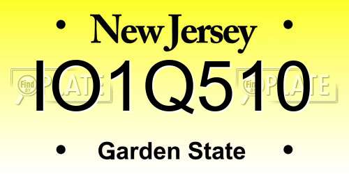 IO1Q510 New Jersey License Plate