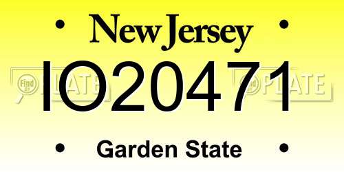 IO20471 New Jersey License Plate
