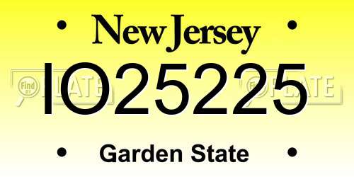 IO25225 New Jersey License Plate