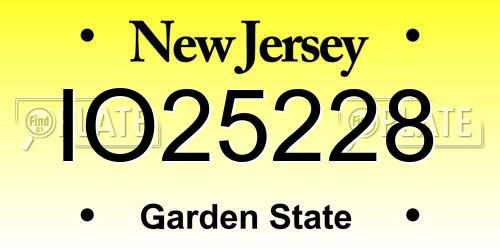 IO25228 New Jersey License Plate