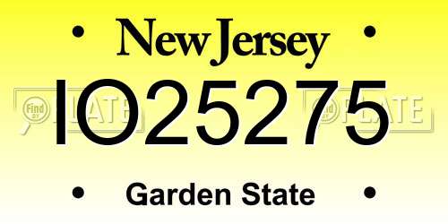 IO25275 New Jersey License Plate
