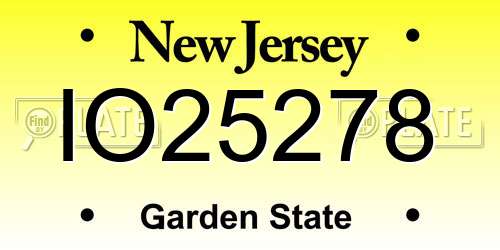 IO25278 New Jersey License Plate