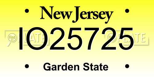 IO25725 New Jersey License Plate
