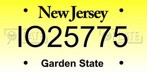 IO25775 New Jersey License Plate
