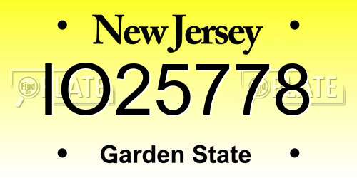 IO25778 New Jersey License Plate