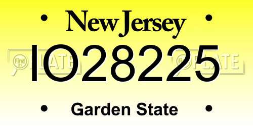 IO28225 New Jersey License Plate