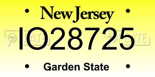 IO28725 New Jersey License Plate