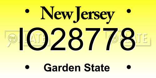 IO28778 New Jersey License Plate