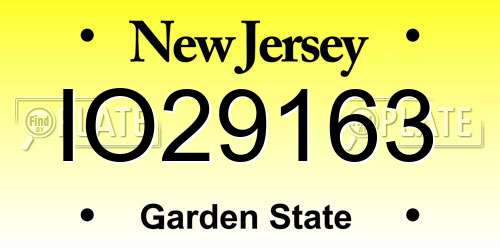 IO29163 New Jersey License Plate