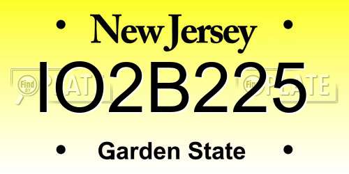 IO2B225 New Jersey License Plate