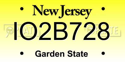 IO2B728 New Jersey License Plate