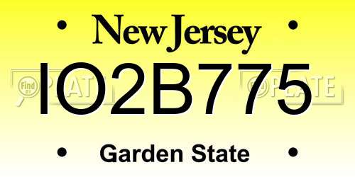 IO2B775 New Jersey License Plate