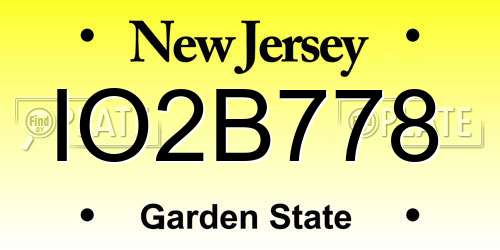 IO2B778 New Jersey License Plate