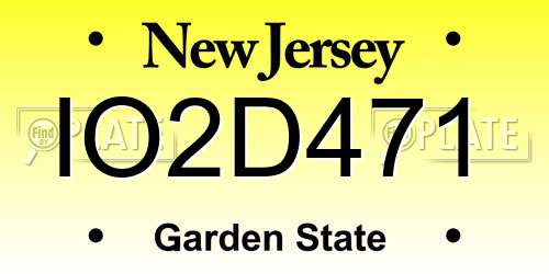 IO2D471 New Jersey License Plate