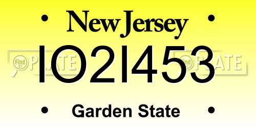 IO2I453 New Jersey License Plate