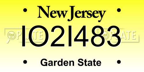 IO2I483 New Jersey License Plate