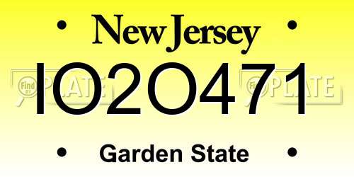 IO2O471 New Jersey License Plate