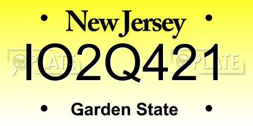 IO2Q421 New Jersey License Plate