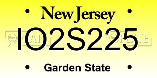 IO2S225 New Jersey License Plate