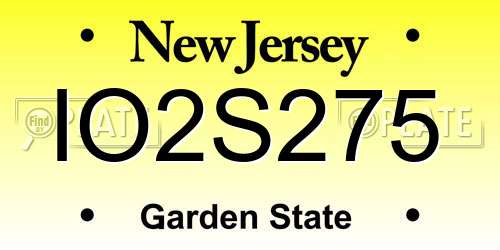IO2S275 New Jersey License Plate