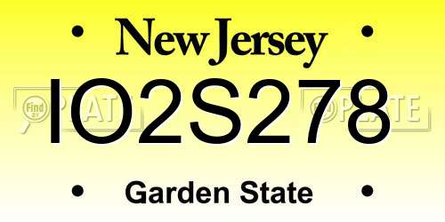 IO2S278 New Jersey License Plate