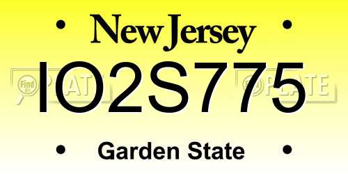 IO2S775 New Jersey License Plate