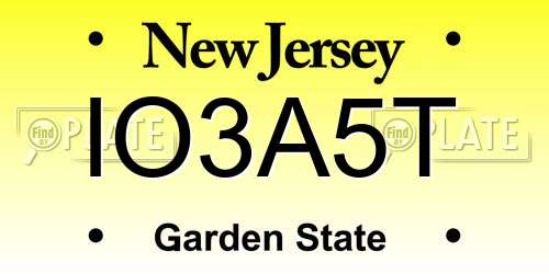 IO3A5T New Jersey License Plate