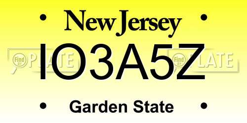 IO3A5Z New Jersey License Plate