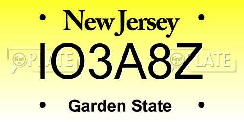 IO3A8Z New Jersey License Plate