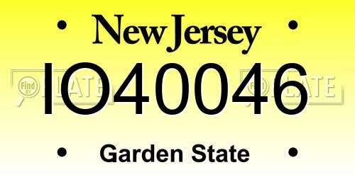 IO40046 New Jersey License Plate
