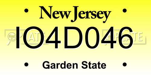 IO4D046 New Jersey License Plate