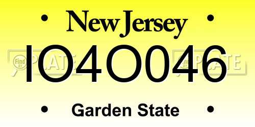IO4O046 New Jersey License Plate