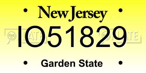 IO51829 New Jersey License Plate