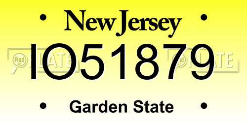 IO51879 New Jersey License Plate