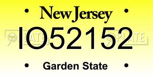 IO52152 New Jersey License Plate