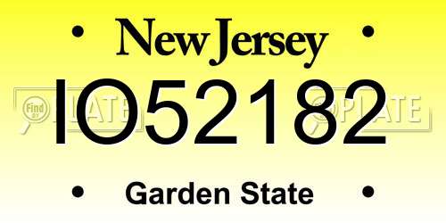 IO52182 New Jersey License Plate