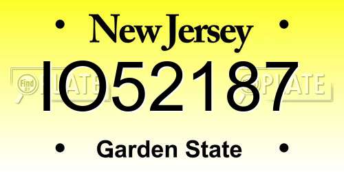 IO52187 New Jersey License Plate