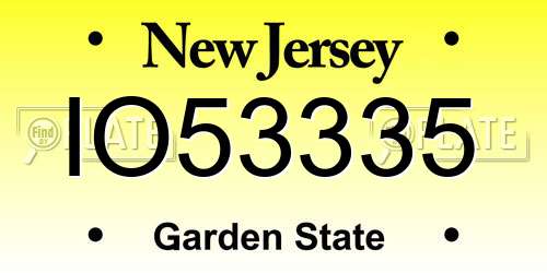 IO53335 New Jersey License Plate
