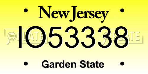 IO53338 New Jersey License Plate