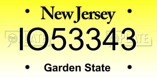 IO53343 New Jersey License Plate