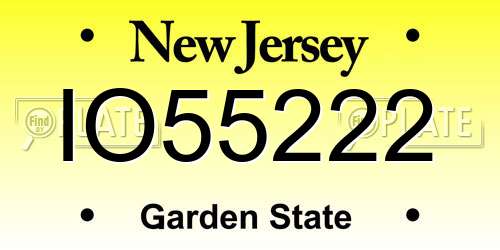 IO55222 New Jersey License Plate