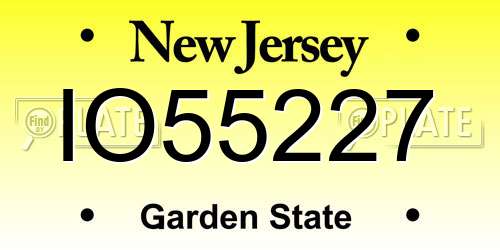 IO55227 New Jersey License Plate