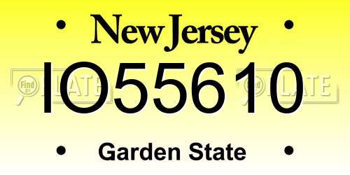 IO55610 New Jersey License Plate