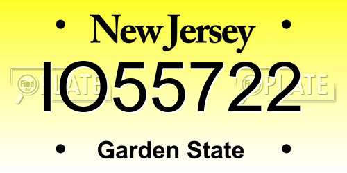 IO55722 New Jersey License Plate