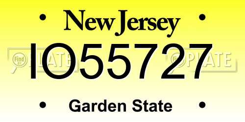 IO55727 New Jersey License Plate