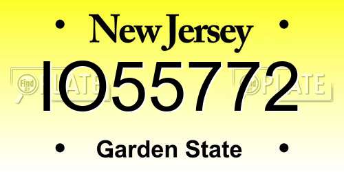 IO55772 New Jersey License Plate